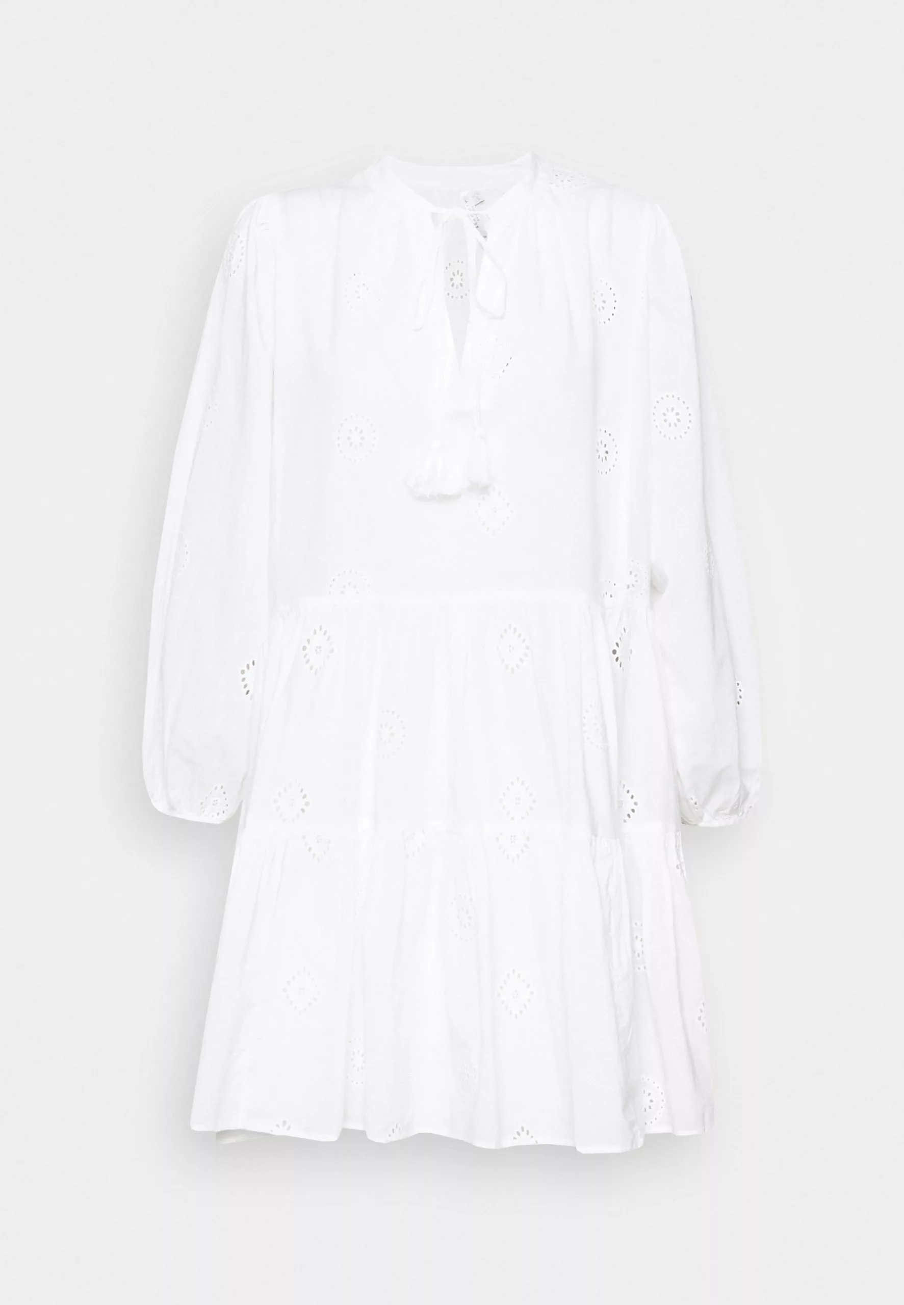 Seafolly Bora Bora Flora Embroidery Tiered Dress - Beach Accessory - White 9 Seafolly Bora Bora Flora Embroidery Tiered Dress - Beach Accessory - White - Image 7