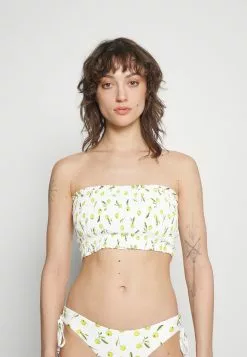 Seafolly Summer Crush Shirred Long Line Bandeau - Bikini Top - Off-White
