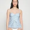 Seafolly Summer Crush Twist Front Bandeau Singlet - Bikini Top - Powder Blue