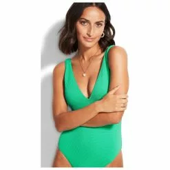 Seafolly Women's Sea Dive Deep V Neck One Piece - Swimsuit -Seafolly Shop seafolly womens sea dive deep v neck one piece swimsuit detail 5