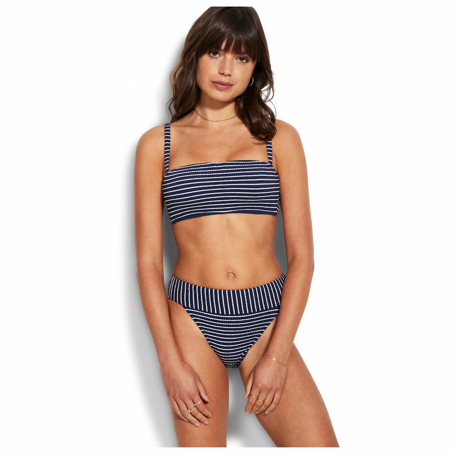 Seafolly - Women's Seaside Stripe Banded Hi Rise Pant - Bikini Bottom 7 Seafolly - Women's Seaside Stripe Banded Hi Rise Pant - Bikini Bottom - Image 5